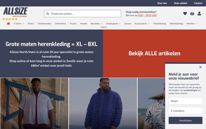 Skjermbilde av allsize-webwinkel.nl
