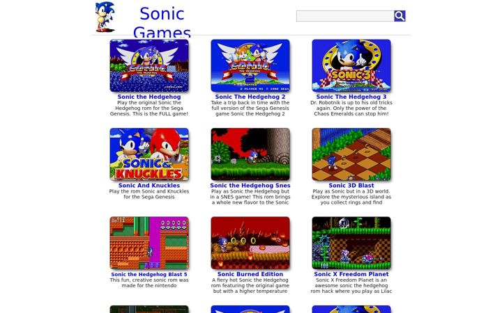 Screenshot of allsonicgames.net