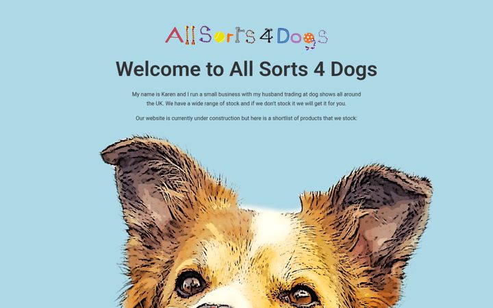 Ekraanipilt saidist allsorts4dogs.co.uk