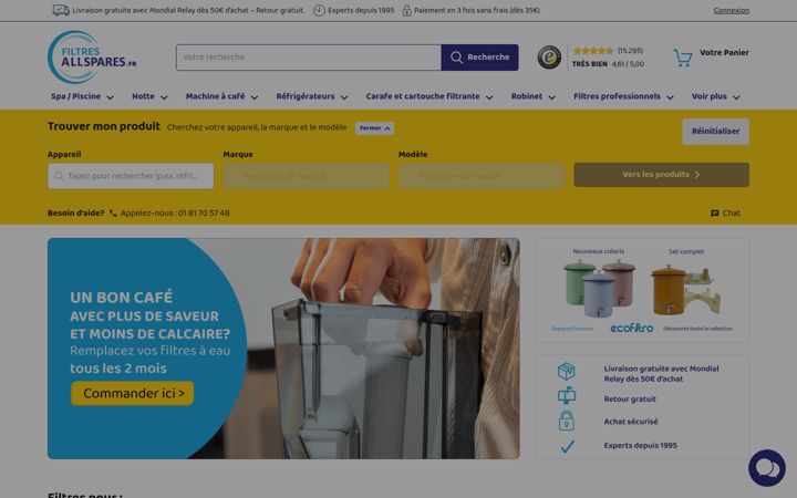 Screenshot van allspares.fr