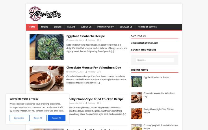 Screenshot of allspiceblog.com