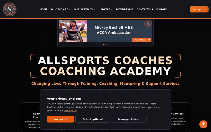 Snímek obrazovky allsportscoaching.co.uk