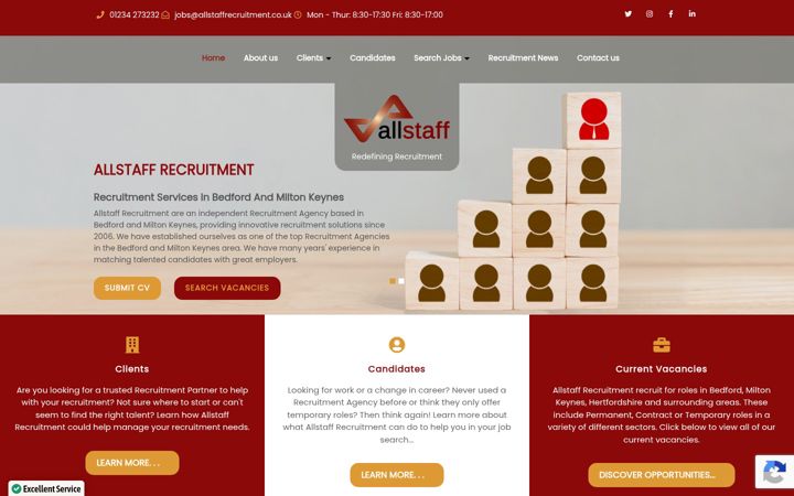 Skärmbild av allstaffrecruitment.co.uk