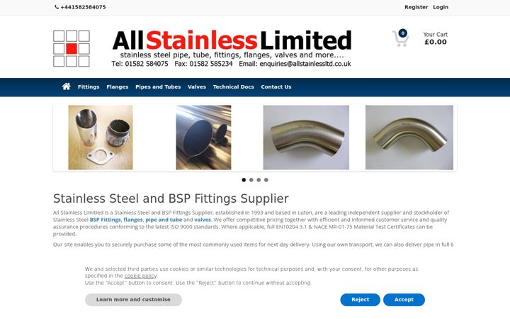Screenshot of allstainlessltd.co.uk