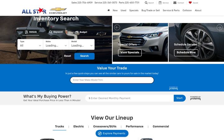 Skärmbild av allstarchevroletsouth.com