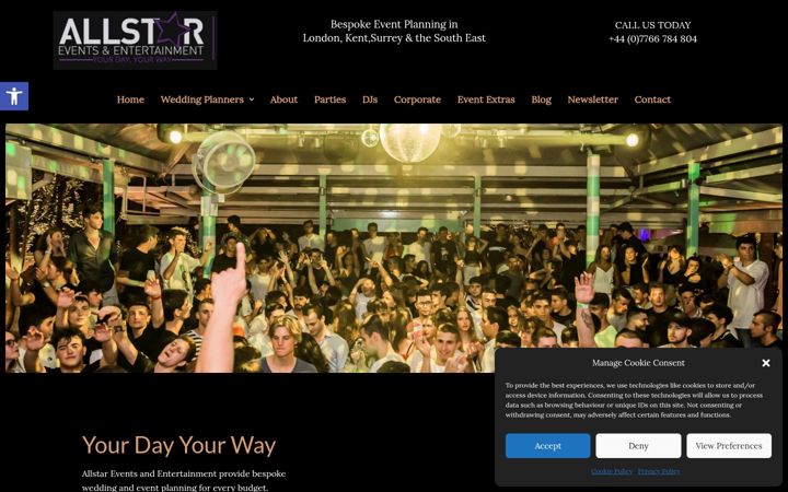 Screenshot of allstareventsentertainment.co.uk