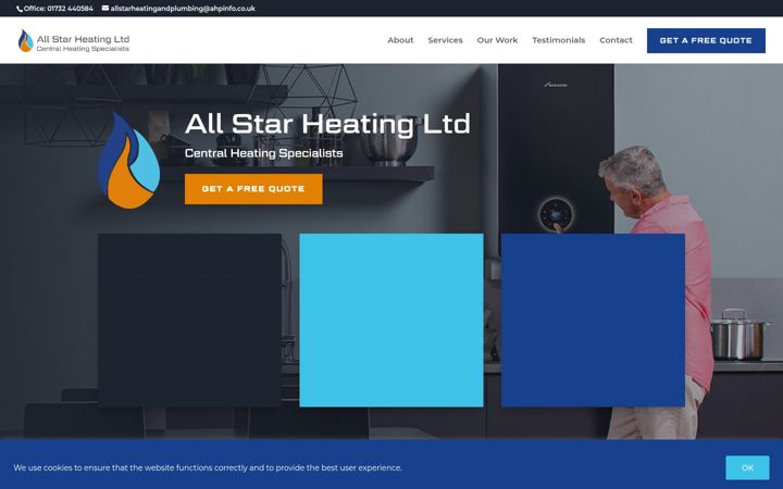 Screenshot ta' allstarheatingandplumbing.co.uk