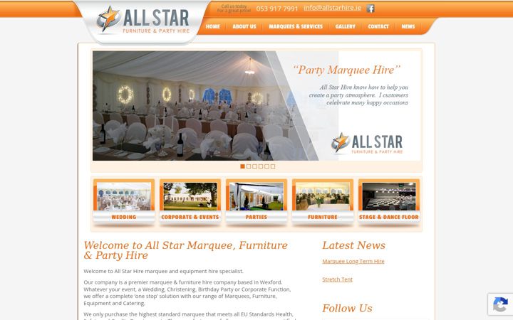 Screenshot ta' allstarhire.ie