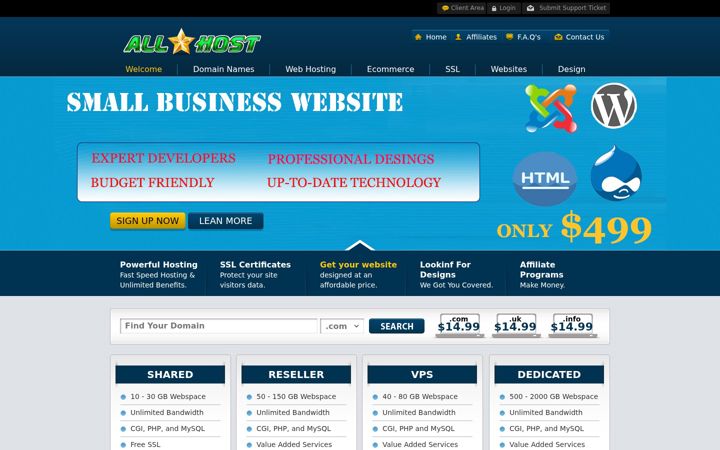 Screenshot of allstarhost.com