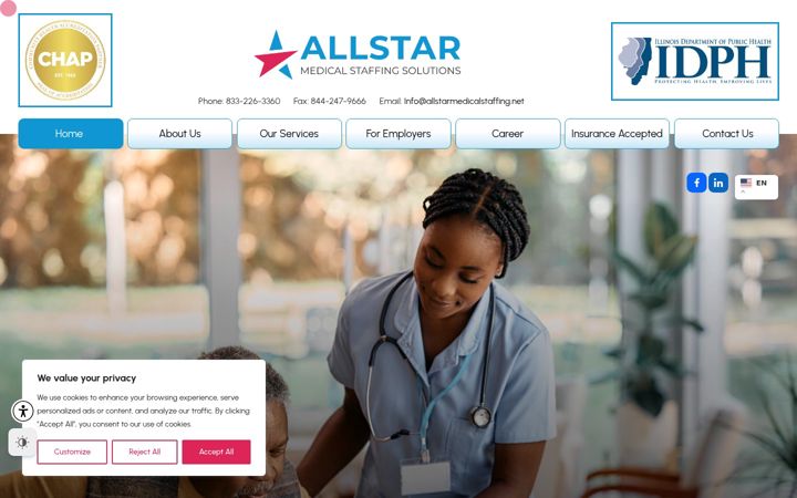 Screenshot of allstarmedicalstaffing.net