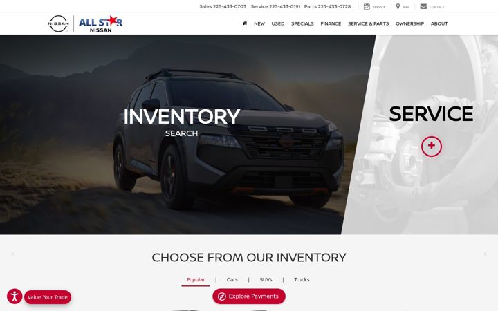Screenshot of allstarnissan.com