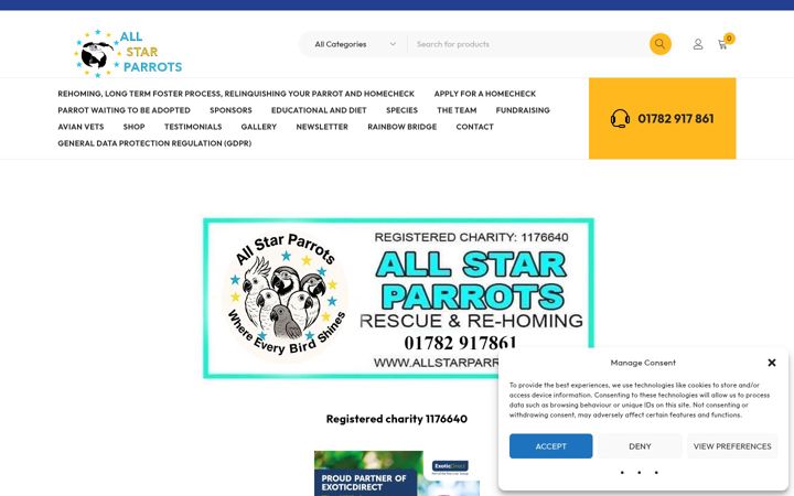 Screenshot ta' allstarparrots.co.uk