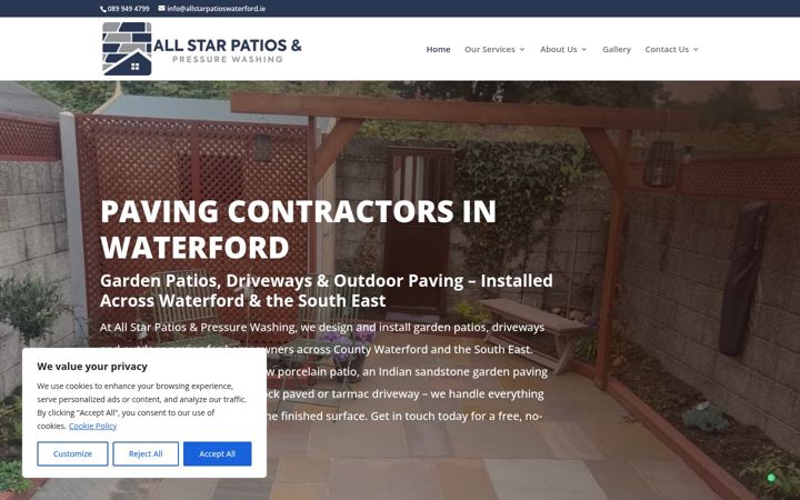 Screenshot of allstarpatioswaterford.ie