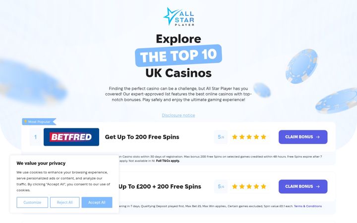 Screenshot of allstarplayer.com