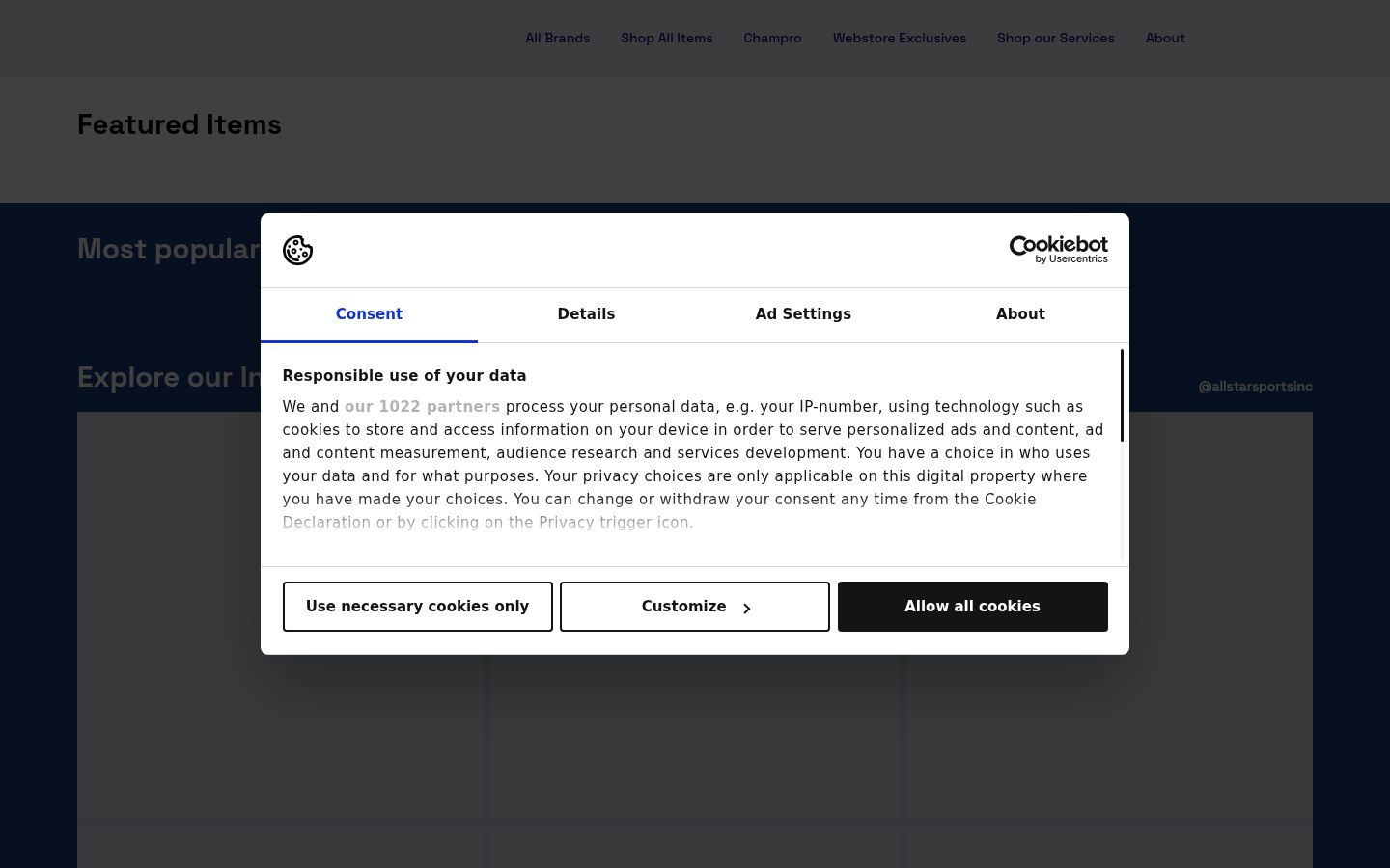 Screenshot of the consent banner shown before any interaction