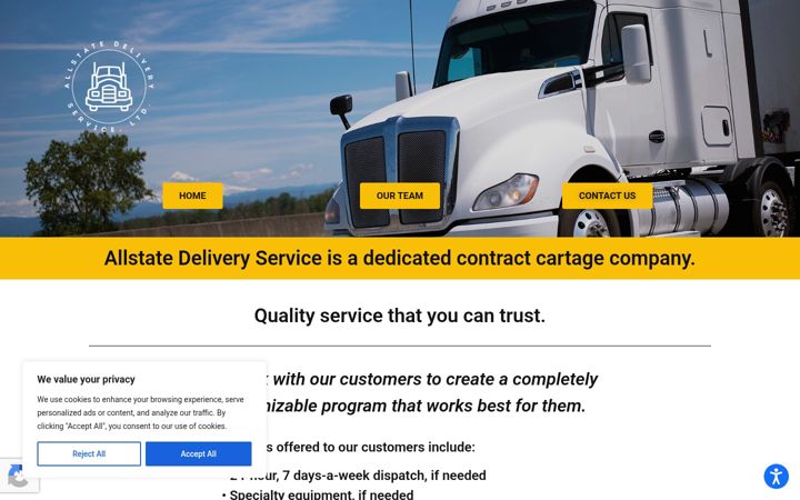 Zrzut ekranu allstatedeliveryservice.com
