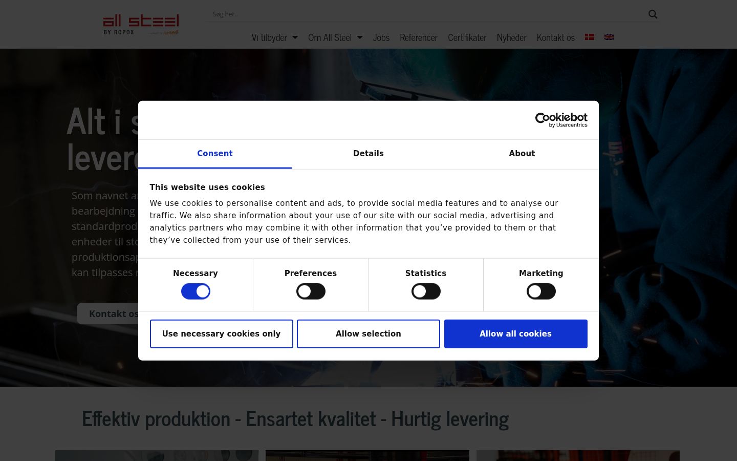 Screenshot of the consent banner shown before any interaction