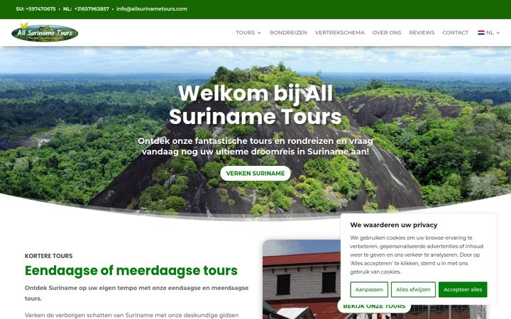 Captura de pantalla de allsurinametours.com