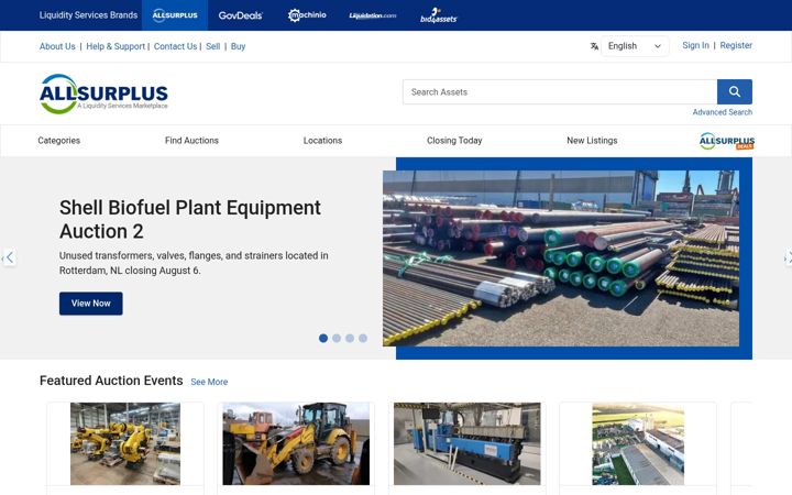 Screenshot of allsurplus.com