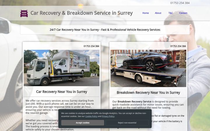 Screenshot of allsurreyrecovery.co.uk
