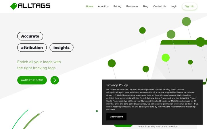 Screenshot of alltags.io