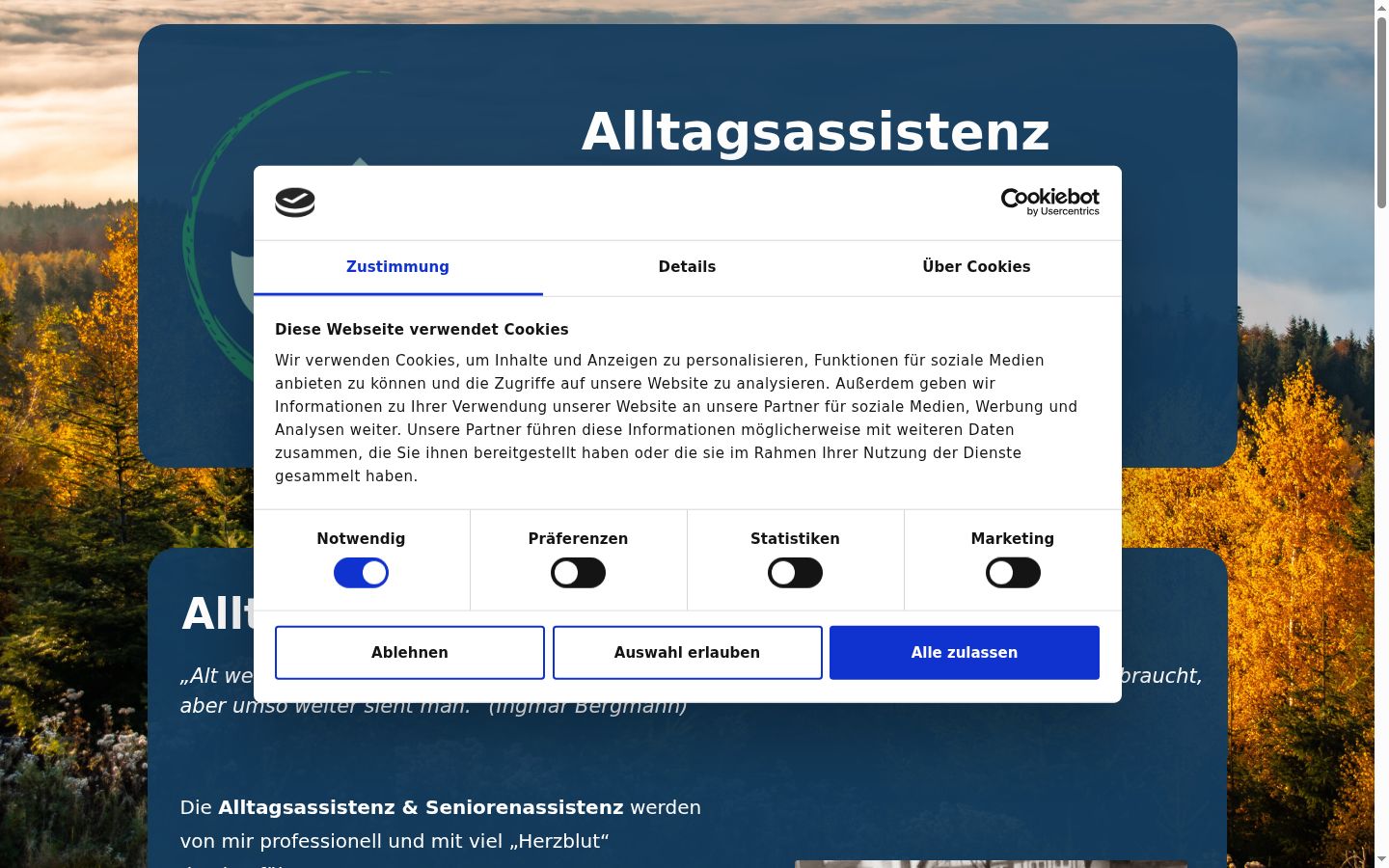 Snimka zaslona bannera za privolu prikazanog prije bilo kakve interakcije