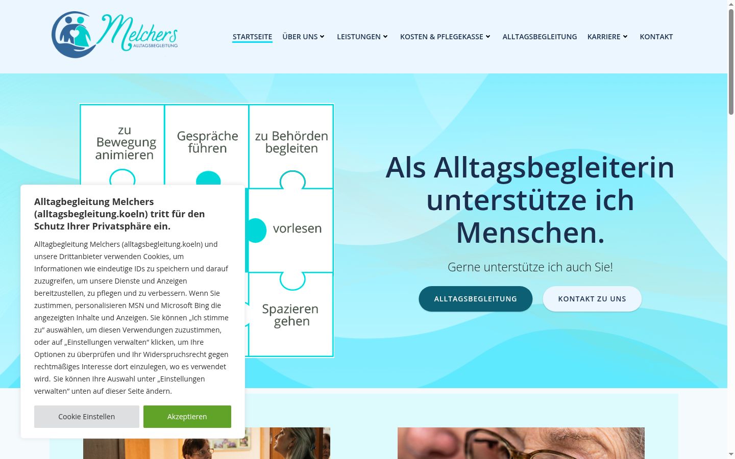 Screenshot des Einwilligungsbanners vor jeglicher Interaktion