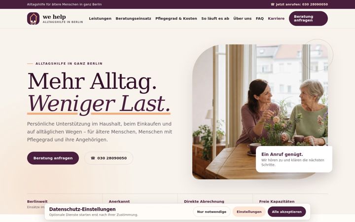 Captura de pantalla de alltagsdienst-pflegegrad.de