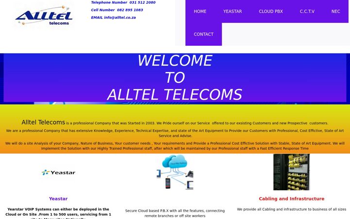Screenshot of alltel.co.za
