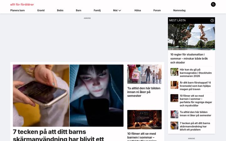 Screenshot of alltforforaldrar.se