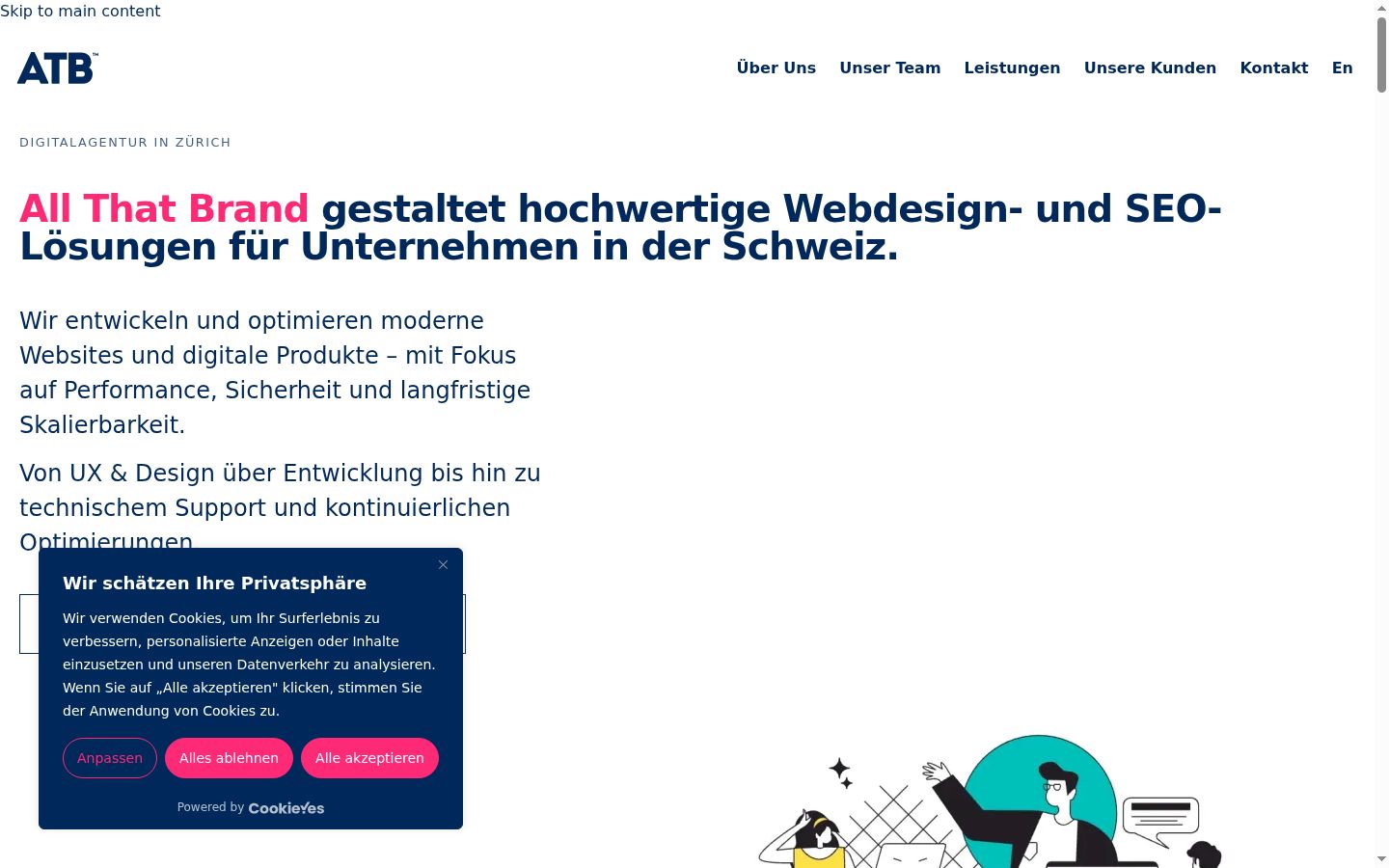 Screenshot of the consent banner shown before any interaction