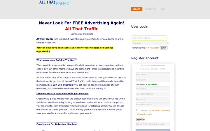 Screenshot of allthattraffic.com