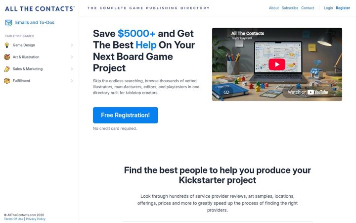 Screenshot of allthecontacts.com