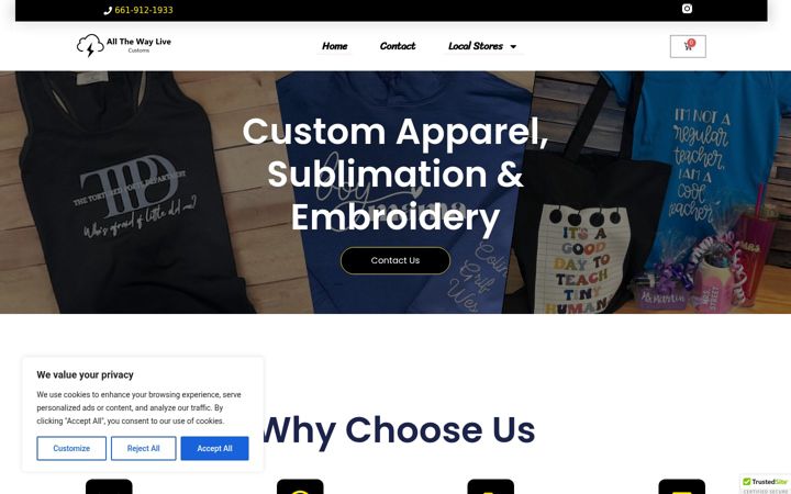 Kuvakaappaus sivustosta allthewaylivecustoms.com