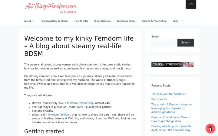 Skjermbilde av allthingsfemdom.com