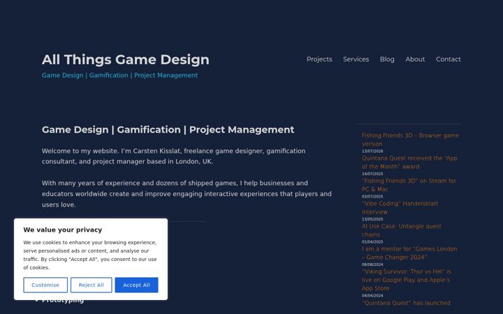 Screenshot of allthingsgamedesign.com