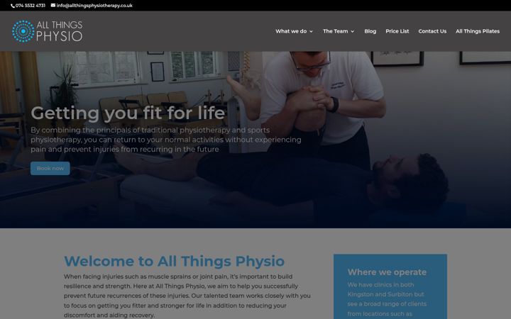 Screenshot ta' allthingsphysio.co.uk