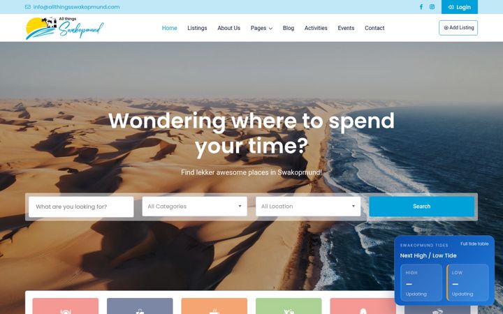 Screenshot von allthingsswakopmund.com