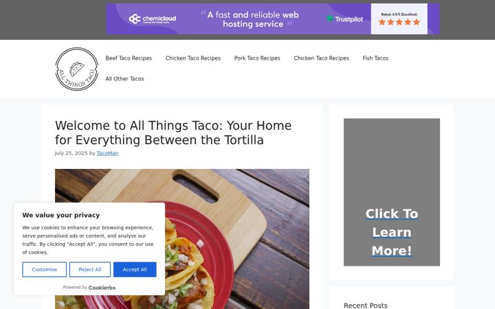 Screenshot of allthingstaco.com