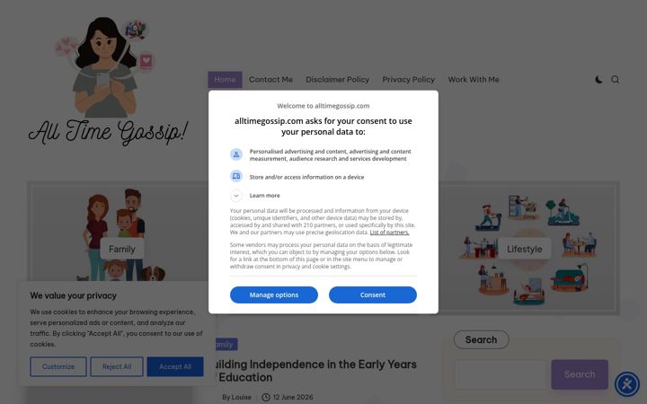 Screenshot of alltimegossip.com