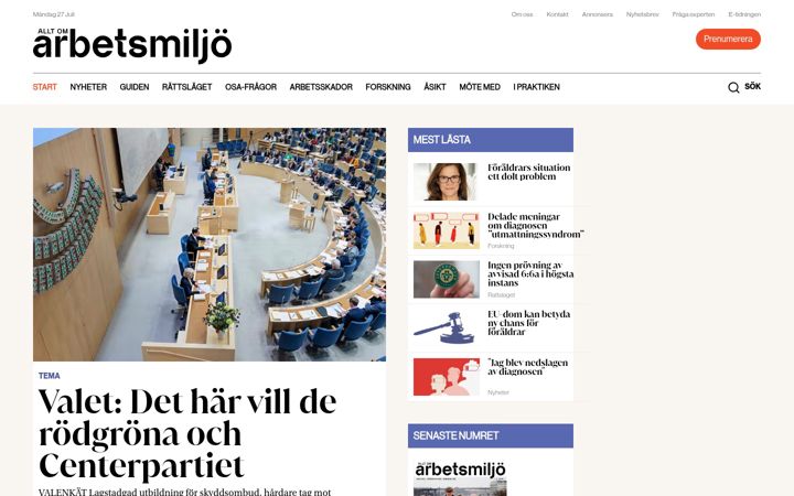 Skärmbild av alltomarbetsmiljo.se