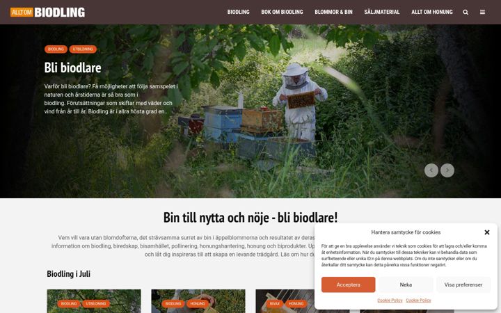Skjámynd af alltombiodling.se