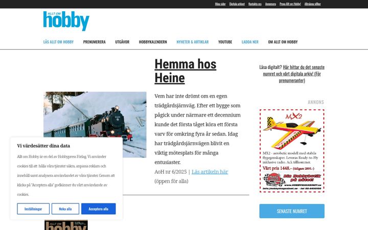 Skjámynd af alltomhobby.se