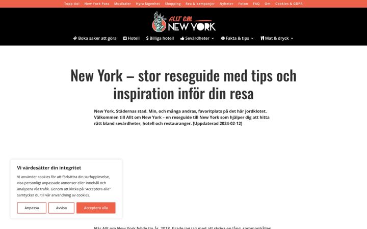 Screenshot of alltomnewyork.se