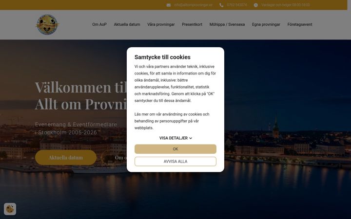 Screenshot of alltomprovningar.se