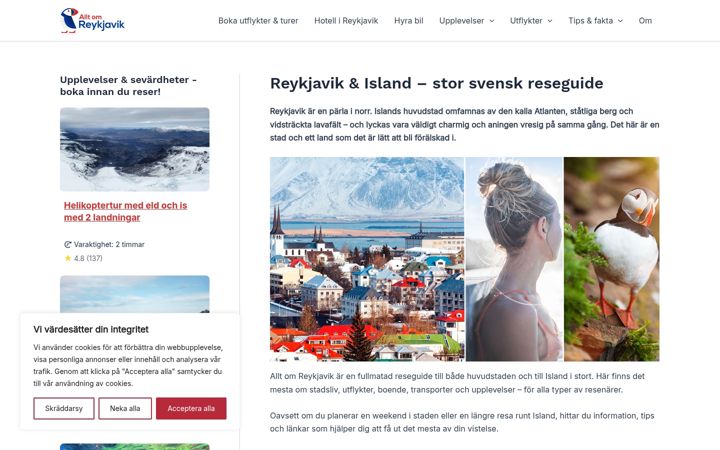 Screenshot of alltomreykjavik.se