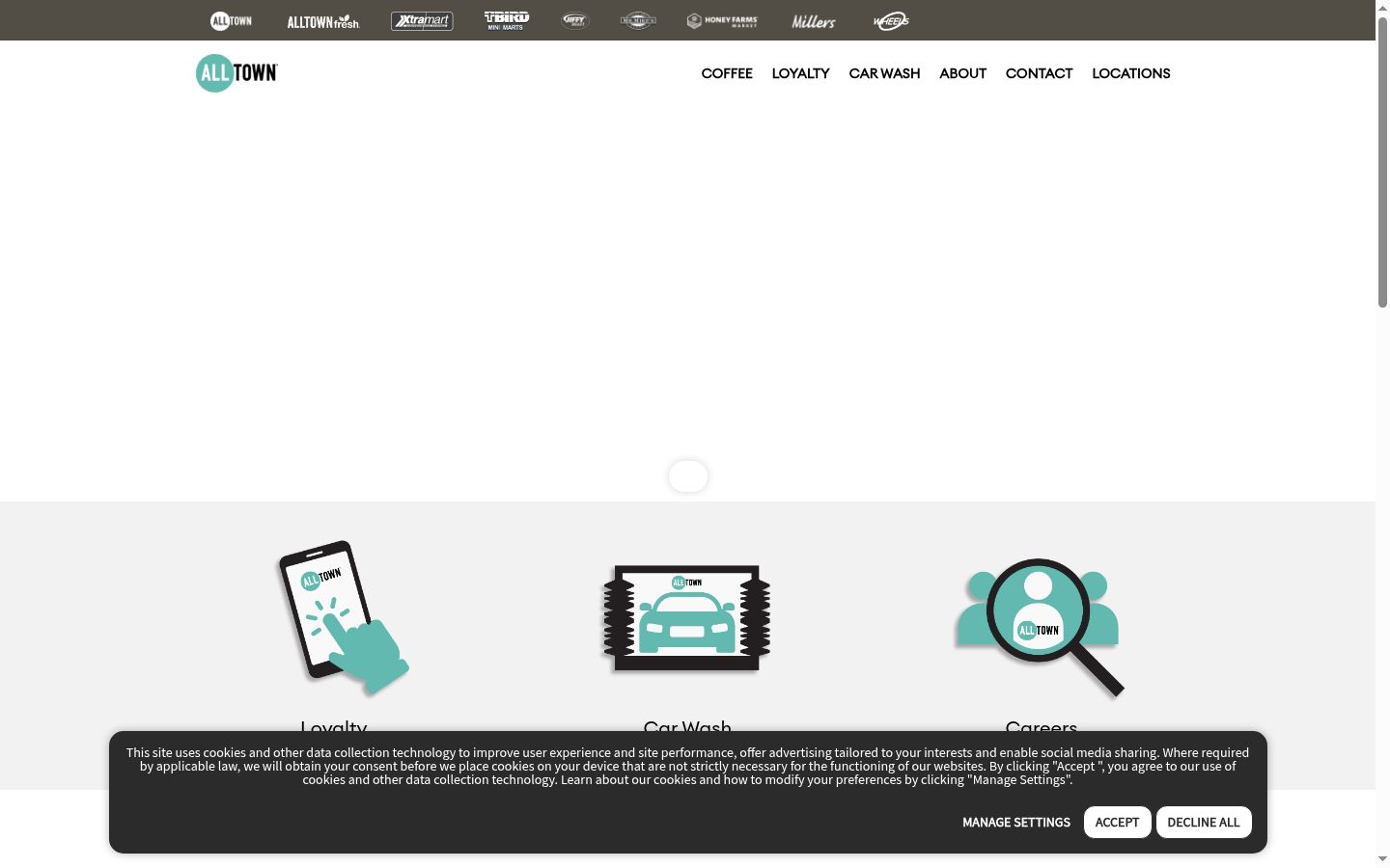 Screenshot del banner di consenso mostrato prima di qualsiasi interazione