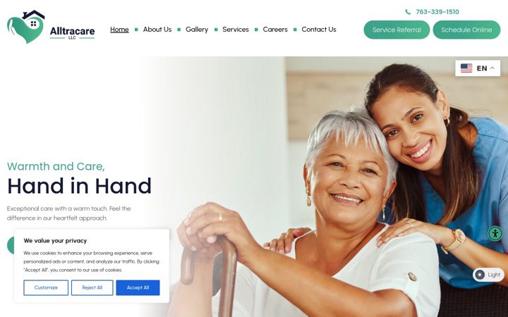 Screenshot of alltracare.com