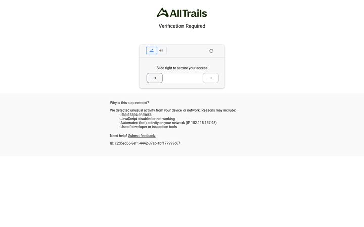 Ekraanipilt saidist alltrails.com