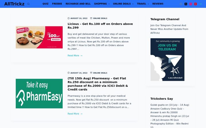 Screenshot of alltrickz.com